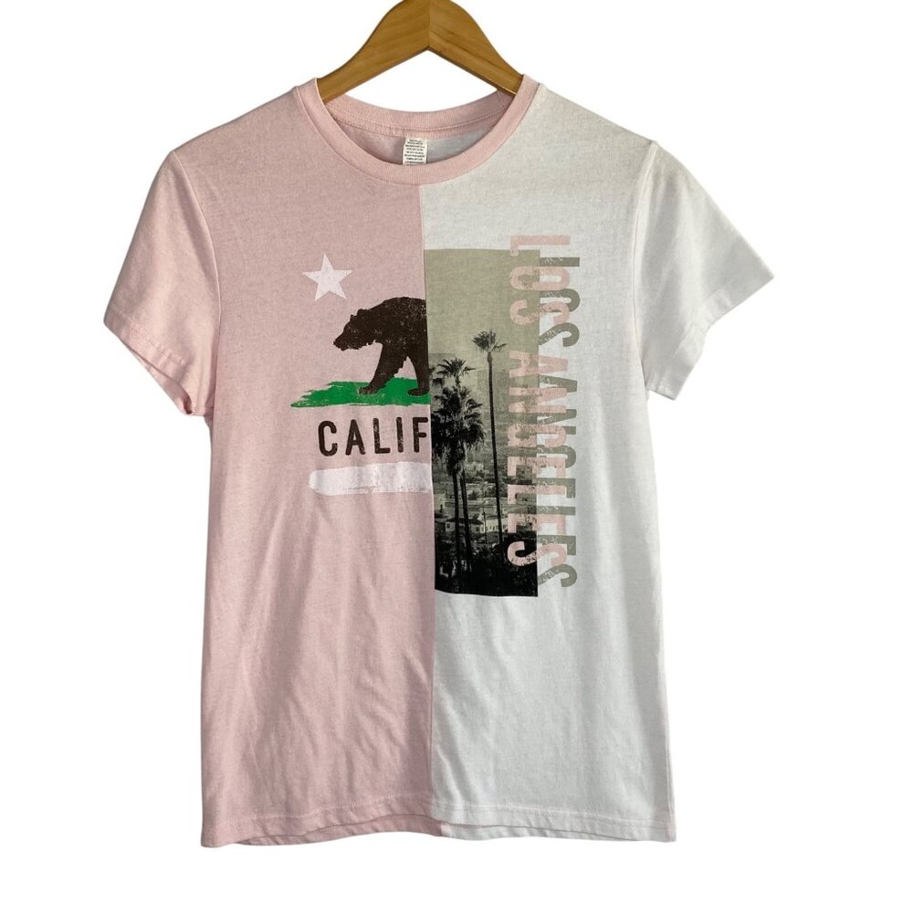 California State Colorblock Pink White Short Sleeve Tee